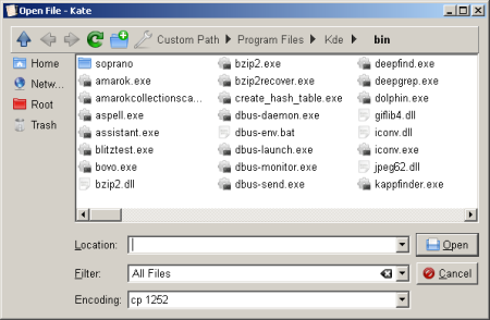 Kate file open